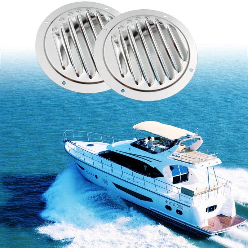 Amadget 5" Round Louvered Air Vent, 316 Stainless Steel Marine Boat Vent Cover, 2 Pcs - Image 4